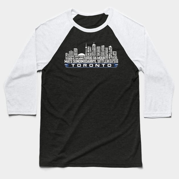 Toronto Hockey Team All Time Legends, Toronto City Skyline Baseball T-Shirt by Legend Skyline